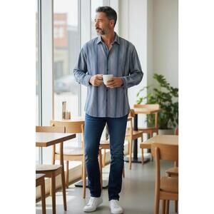 Thomas Dean Men's Tall Long Sleeve Button Up Shirt Size XXLT